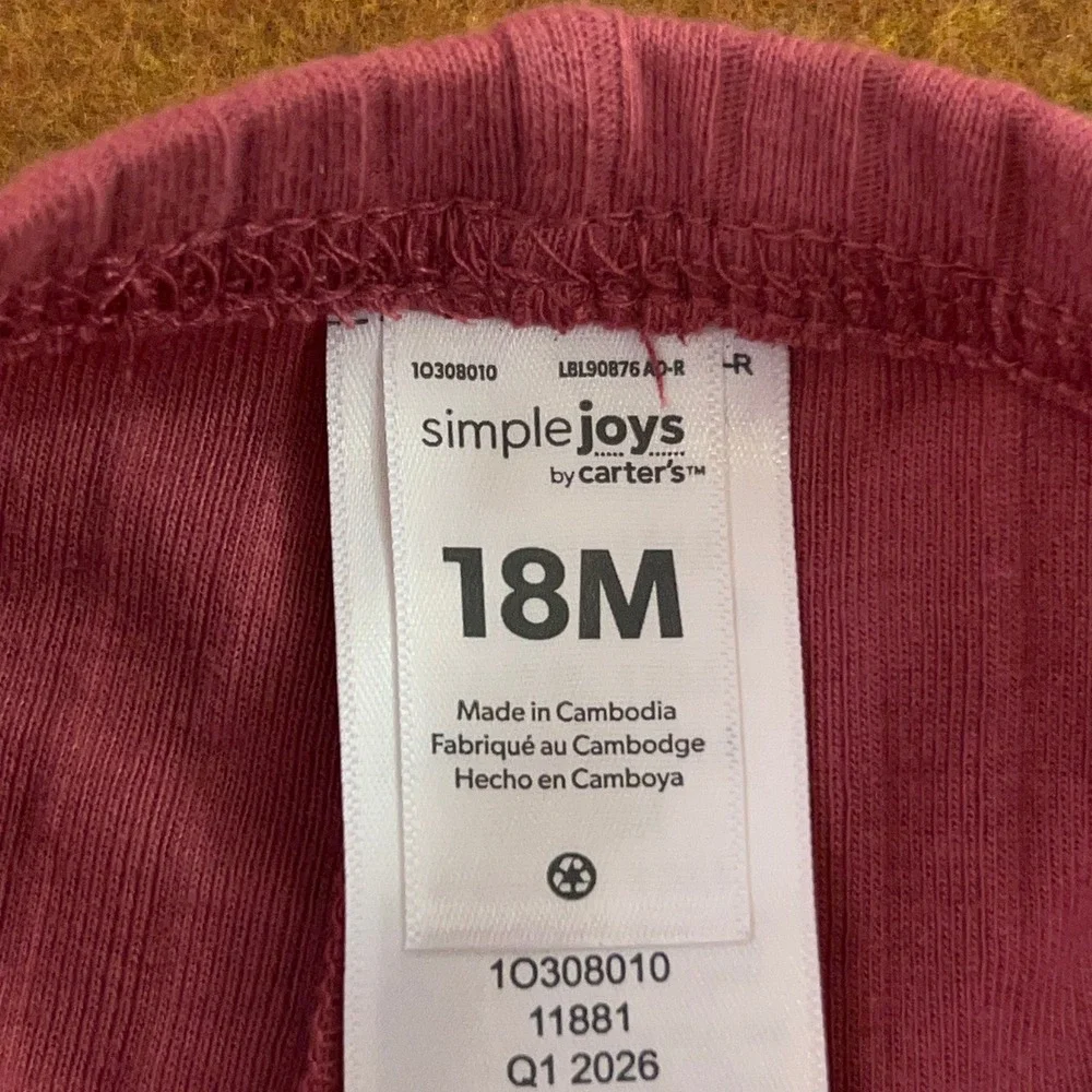 Simple Joys Carters Baby Girl 18M Pink Floral Ribbed 4 Piece Pajama Set New